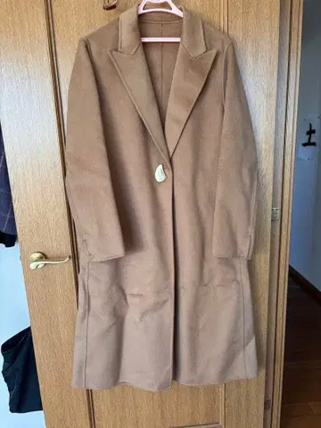 울 캐시미어 브라운 롱 체스터 코트