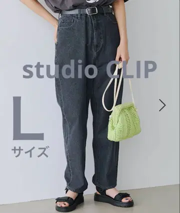 미사용 새상품 스튜디오 클립 테이퍼드 데님 팬츠 블랙 L