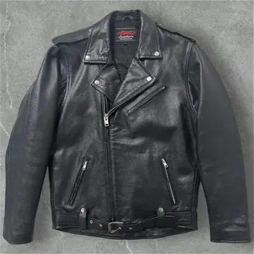 소가죽 80s vintage 가죽 더블 라이더 자켓 구제 의류 천연 가죽