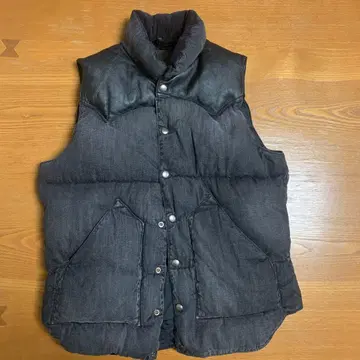 38 사이즈 로키 마운틴 블랙 가죽 다운 베스트