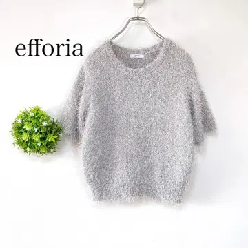 efforia [ L ] 반팔 퍼지 니트 스웨터 실버 라메 반짝이