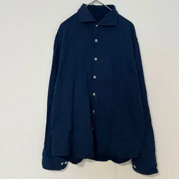 팩토리에 긴팔 코튼 셔츠 [ L ] 면100% 일본제 네이비