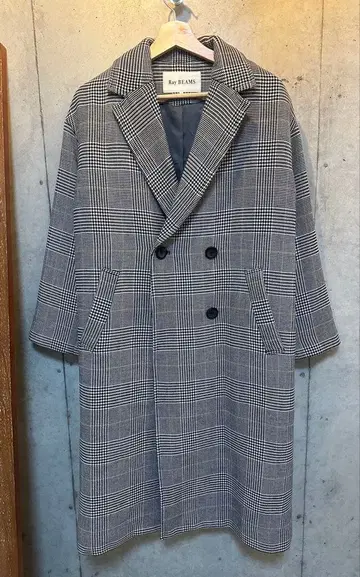 Ray BEAMS 체크 무늬 체스터 코트