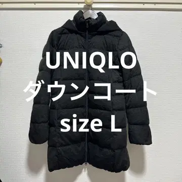 유니클로 다운 코트 후드 탈부착 가능 차콜 L