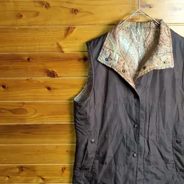 베스트 브라운 안감 페이즐리 무늬 레트로 빈티지 방한 90s 캐주얼