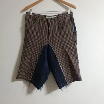 SUNAOKUWAKARA 체크 무늬 데님 숏팬츠