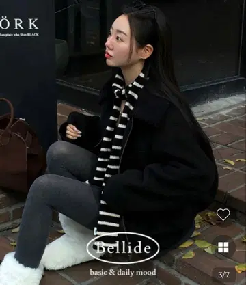 nugu Bellide 모크 스웨이드 블루종 무스탕 자켓