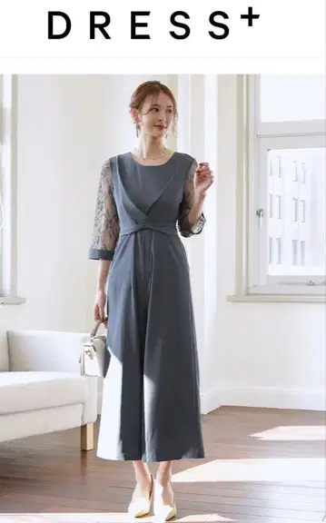 [택 포함 새상품] DRESS+ 팬츠 드레스 레이스 소매 차콜 그레이