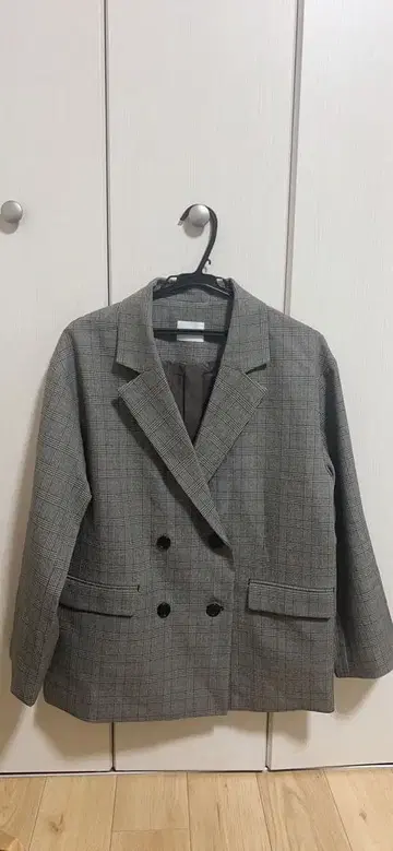 LOWRYS FARM 체크 무늬 더블 브레스트 자켓