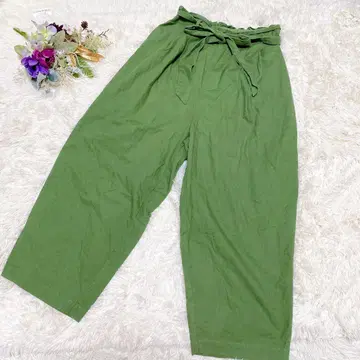 [merlot] 그린 와이드 팬츠 리본 포함(F)