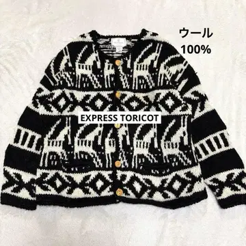 EXPRESS TORICOT 울 100 노르딕 무늬 니트 가디건