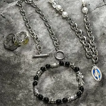 남성용 목걸이 팔찌 반지 스트릿 구제 의류 스타일 마리아 P2