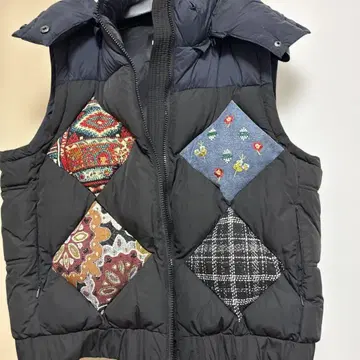 Desigual 블랙 다운 베스트 패치워크 XL