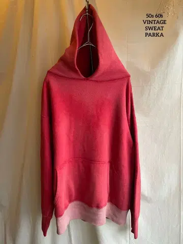 50s 60s 빈티지 맨투맨 빨간색 2톤 후드티 빅 사이즈