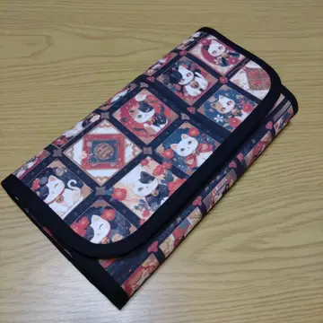 복 고양이 패턴 장지갑 핸드메이드