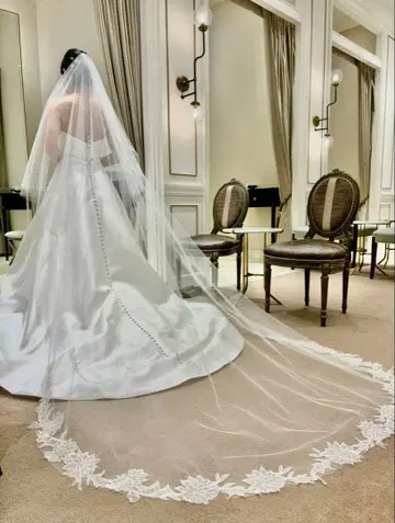트리트 드레싱 롱 웨딩 베일 레이스