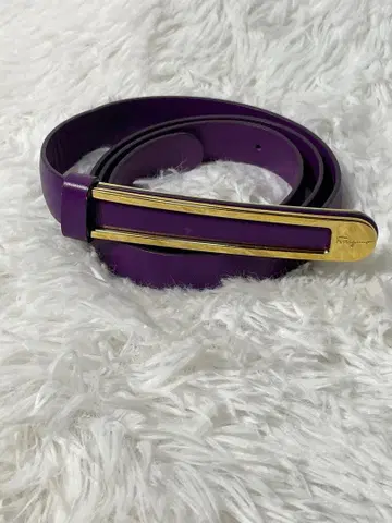 Salvatore Ferragamo 천연 가죽 벨트 퍼플 골드 이태리 제