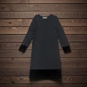 원피스 그레이 7부 소매 무릎 기장 심플 여성용 캐주얼