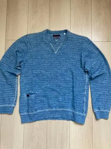 블루 블루 목인디고 스트레치 맨투맨 크루넥