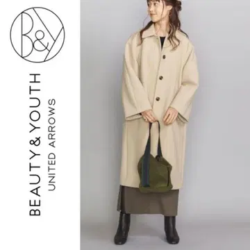 BEAUTY&YOUTH BY 모사 와이드 슬리브 스탠드 칼라 울 코트