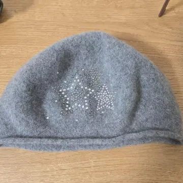 즈킨 Zukin 그레이 니트 모자 별 울 100% 스팽글