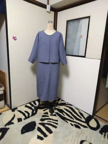 블루 계열 셋업 A라인 원피스 자켓 포함