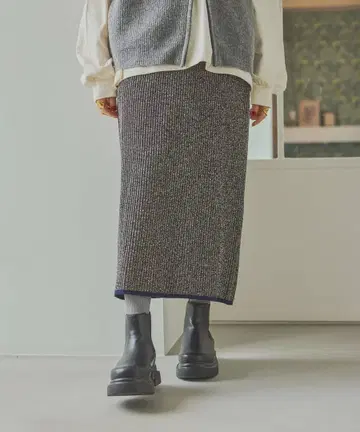 니코앤드 niko and 모듬 리브 니트 스커트 모노톤 MIX L 새상품