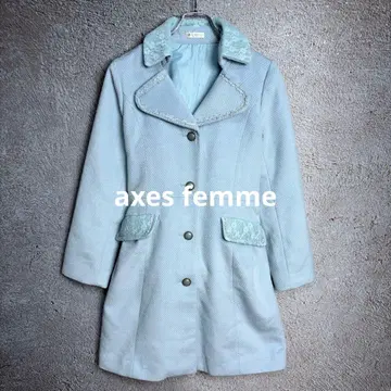 axes femme 롱 코트 허리 벨트 스카이블루 M 사이즈