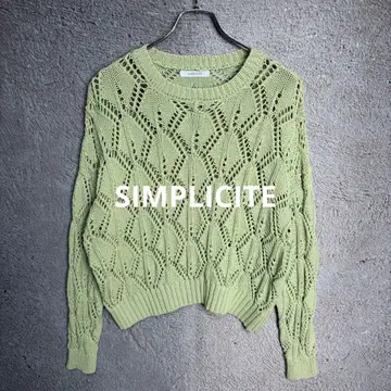 SIMPLICITE 시스루 패턴 니트 풀오버 긴팔 라이트 그린