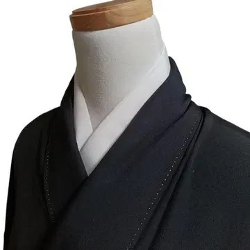 W117 기모노 이중 기모노 블랙 전통 예복 기모노 순수 실크 길상