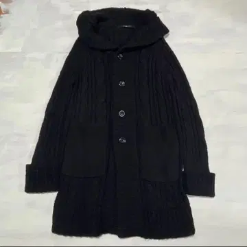 Sullen 블랙 케이블 니트 후드 부착 가디건