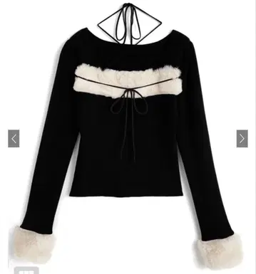 새상품 택 포함 GRL 퍼 홀터넥 리본 니트탑 ru1387