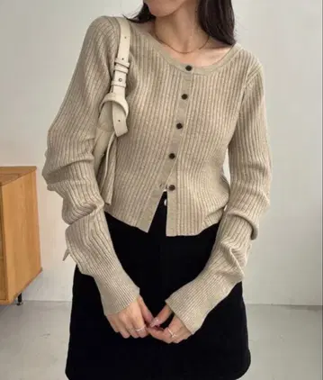 [ 전후 2WAY ] 커브 슬리브 리브 니트