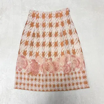 뮤즈 드 우지 하운드투스 패턴 플라워 모티브 실크 스커트 38