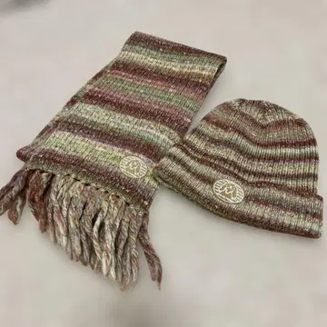 스트라이프 머플러 & 모자 세트