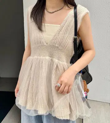 Kastane 튤 도킹 튜닉 아이보리 미사용 새상품