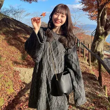 hinari 케이블 짜임 니트 원피스 차콜 그레이 미개봉 새상품