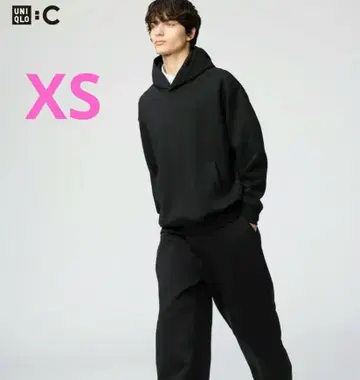 유니클로 C 맨투맨 와이드 팬츠 블랙 XS 긴 길이