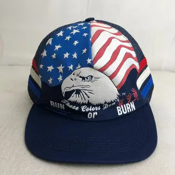 [ US 모자 ] 미국제 Run or Burn 성조기 흰머리수리 메쉬 캡