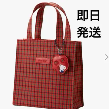 패밀리아 토트백 체크 빨간색 레드 familiar