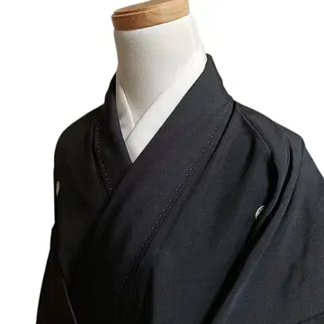 W117 기모노 이중 기모노 블랙 전통 예복 기모노 순수 실크 꽃무늬