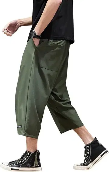 사루엘 팬츠 3XL 남성용 하프 팬츠 7부 기장 루즈핏 얇은 소재 와이드