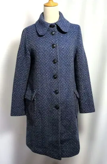 marble SUD 마블슈드 트위드 코트 안감 펭귄 패턴 블루 계열