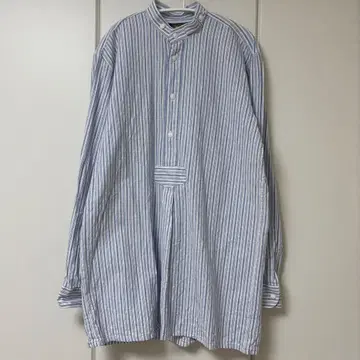 스트라이프 긴팔 셔츠 / 밴드 카라