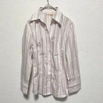 Federal 스트라이프 셔츠 화이트 x 핑크 계열 F 사이즈