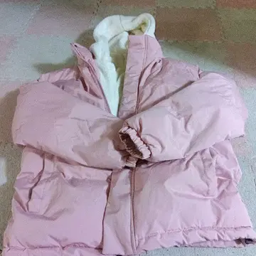 플리스 안감 핑크 다운 자켓