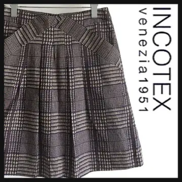 새상품급 이탈리아제 INCOTEX 코튼 체크 스커트