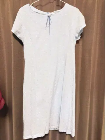 라이트 블루 반팔 원피스 리본 포함