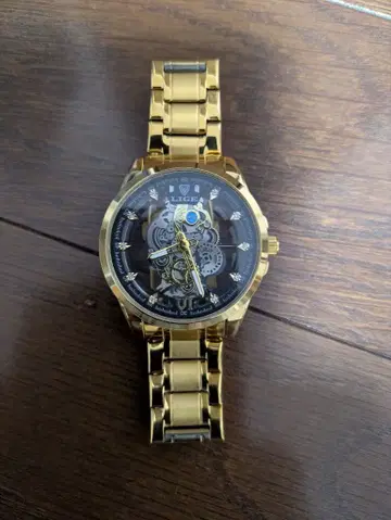 LIGE 자동 와인딩 손목시계 골드