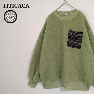 TITICACA 티티카카 맨투맨 풀오버 보아 에스닉 패턴 그린